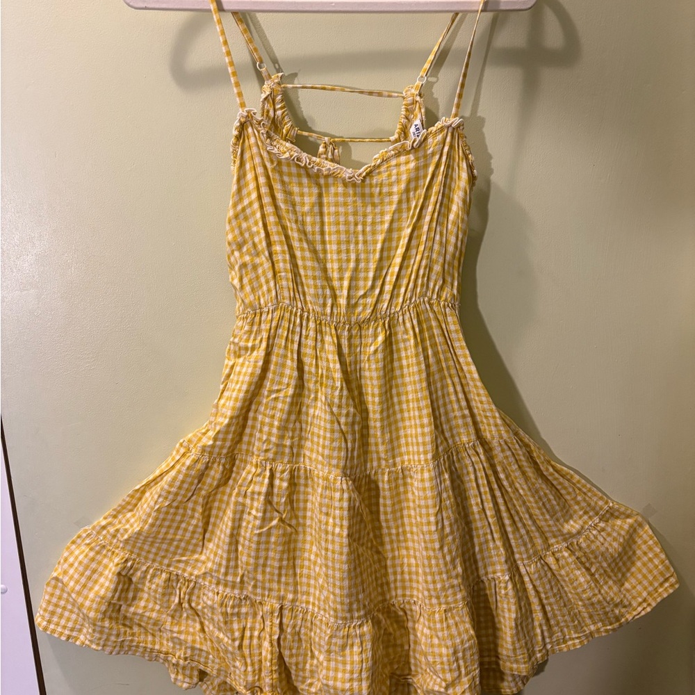 Arizona Jean Company Yellow and White Ruffled Tiered Sundress